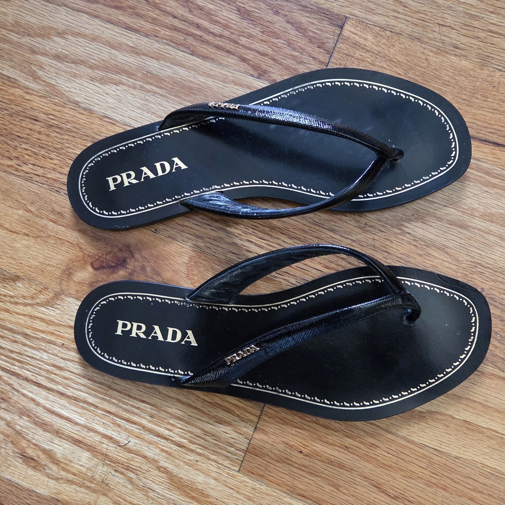 Prada Black Flip Flops